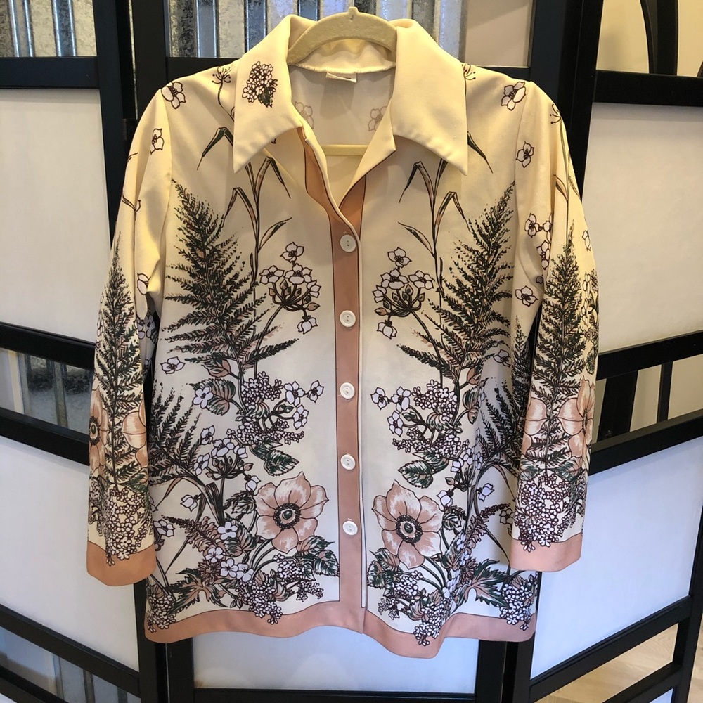 Vintage Montgomery Ward flower polyester shirt